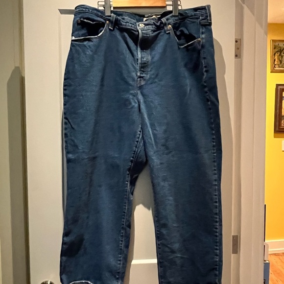 Levi's Ribcage Straight Ankle medium Blue Cropped Size 20W - Picture 3 of 10